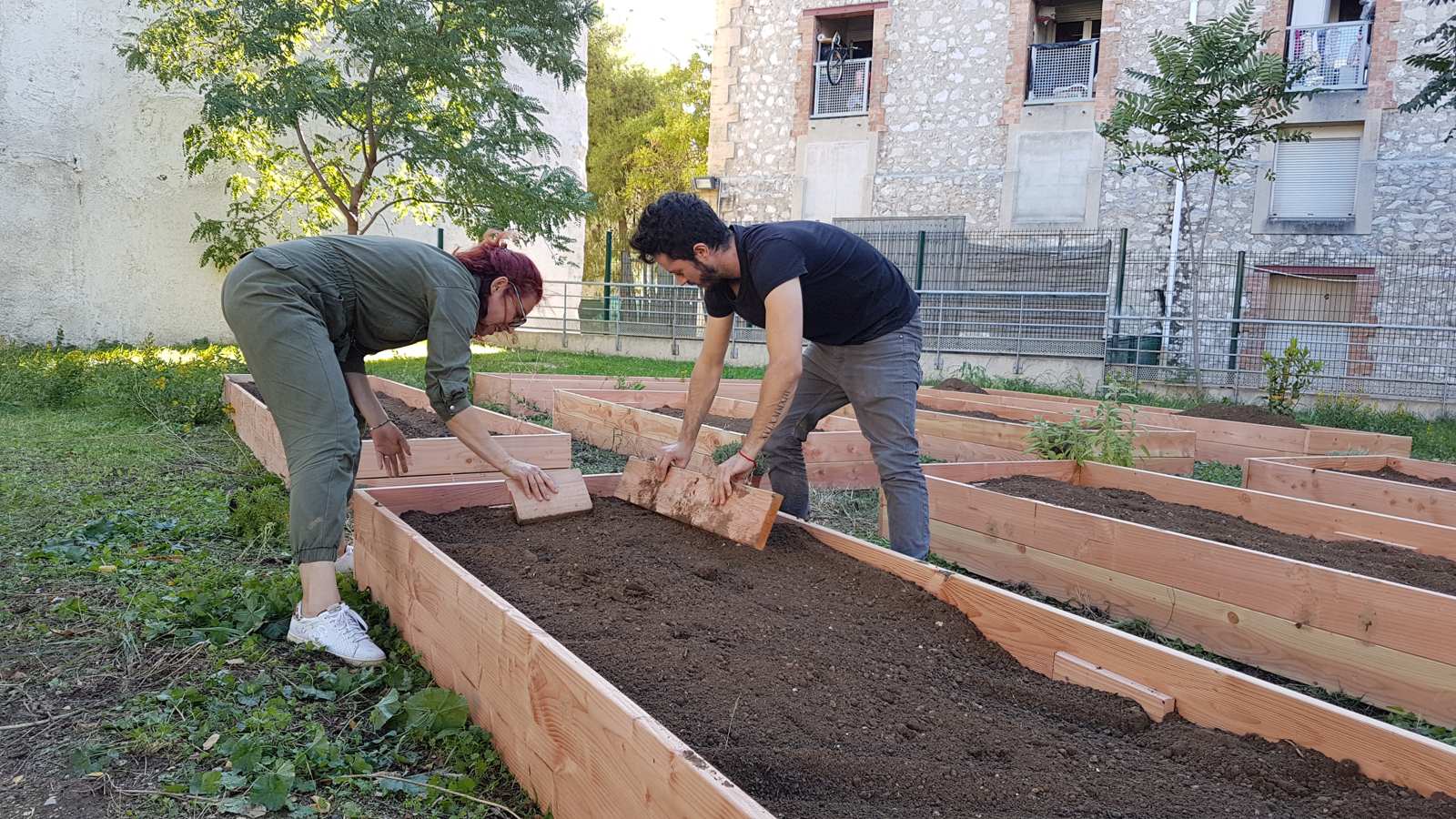 Construction de bacs potagers en bois